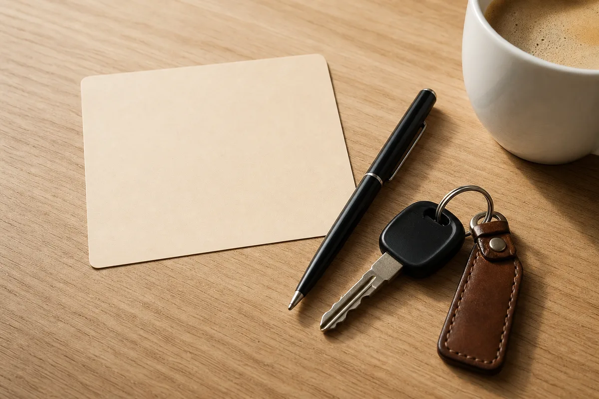 Documents de contrat de formation et clés de voiture posés sur une table en bois