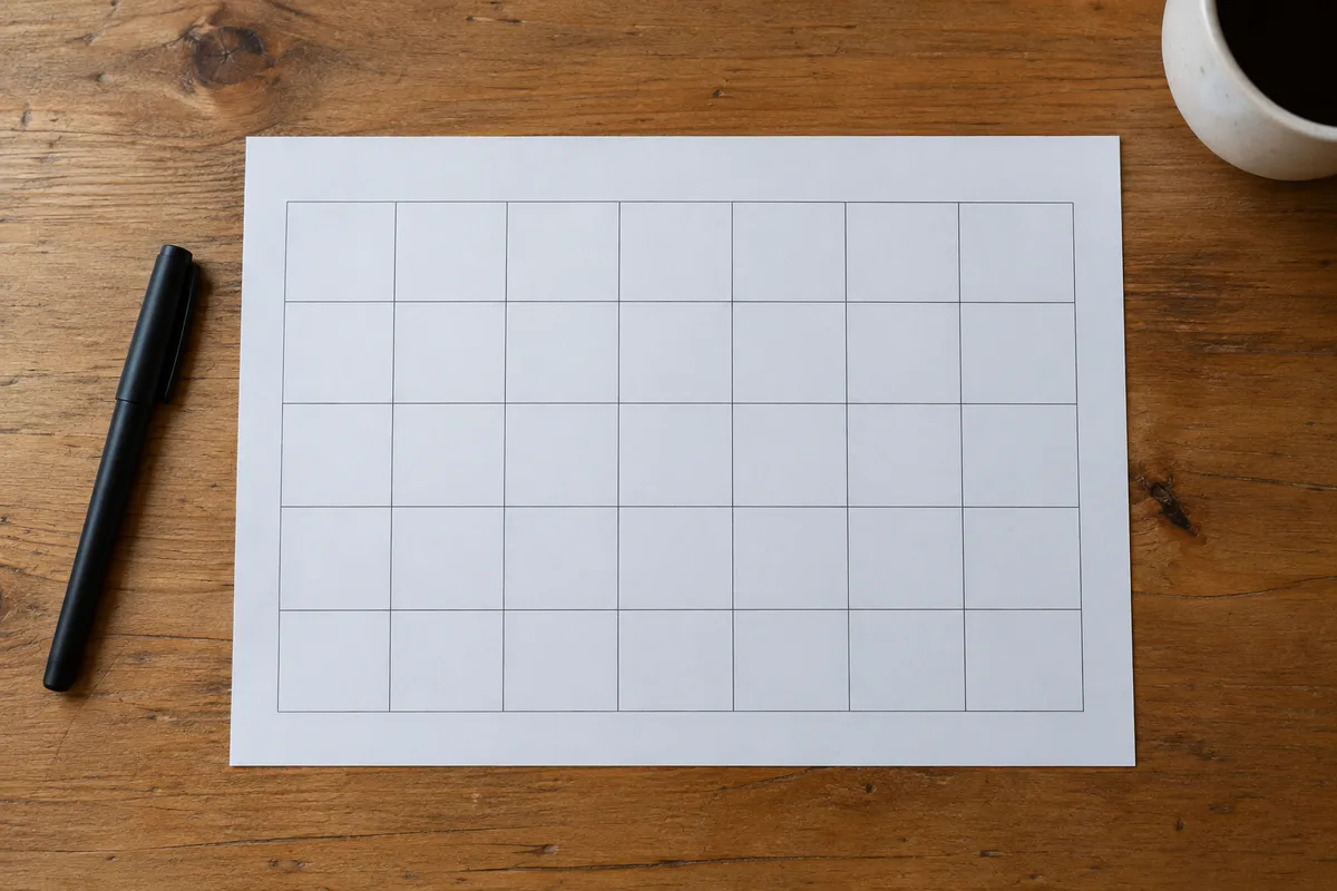Calendrier papier vierge et stylo posés sur un bureau