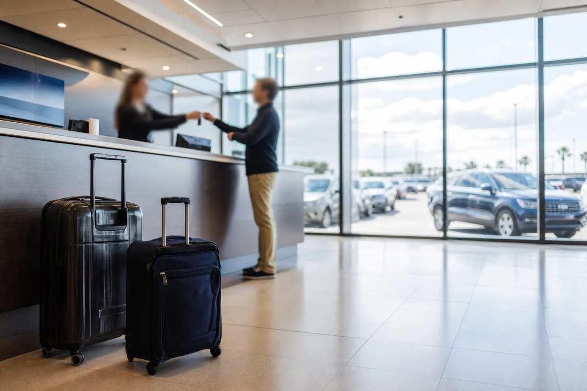 Comptoir de location de voiture à l’étranger avec échange de clés et bagages