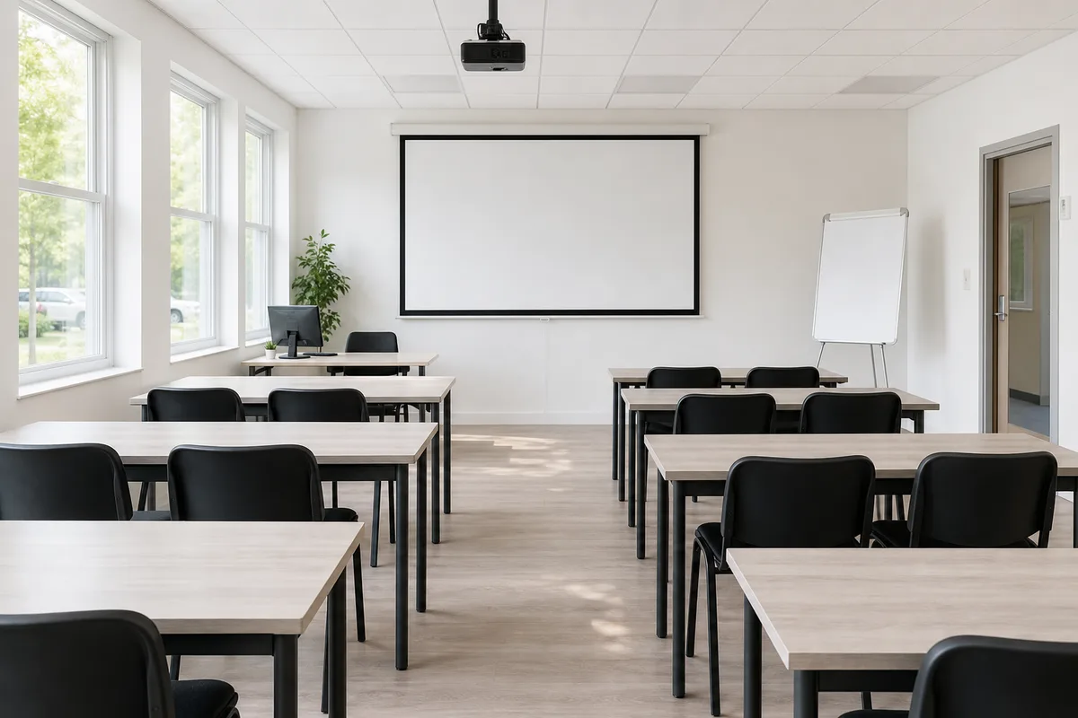 Salle d&rsquo;auto-école accueillant la formation post-permis qui réduit la période probatoire d&rsquo;un an