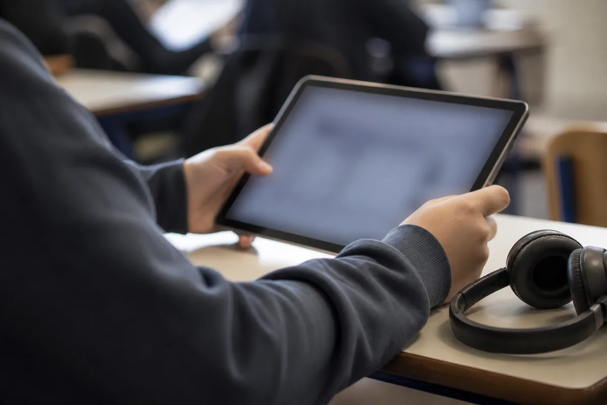 Candidat passant l&rsquo;épreuve théorique du code de la route sur tablette dans un centre d&rsquo;examen